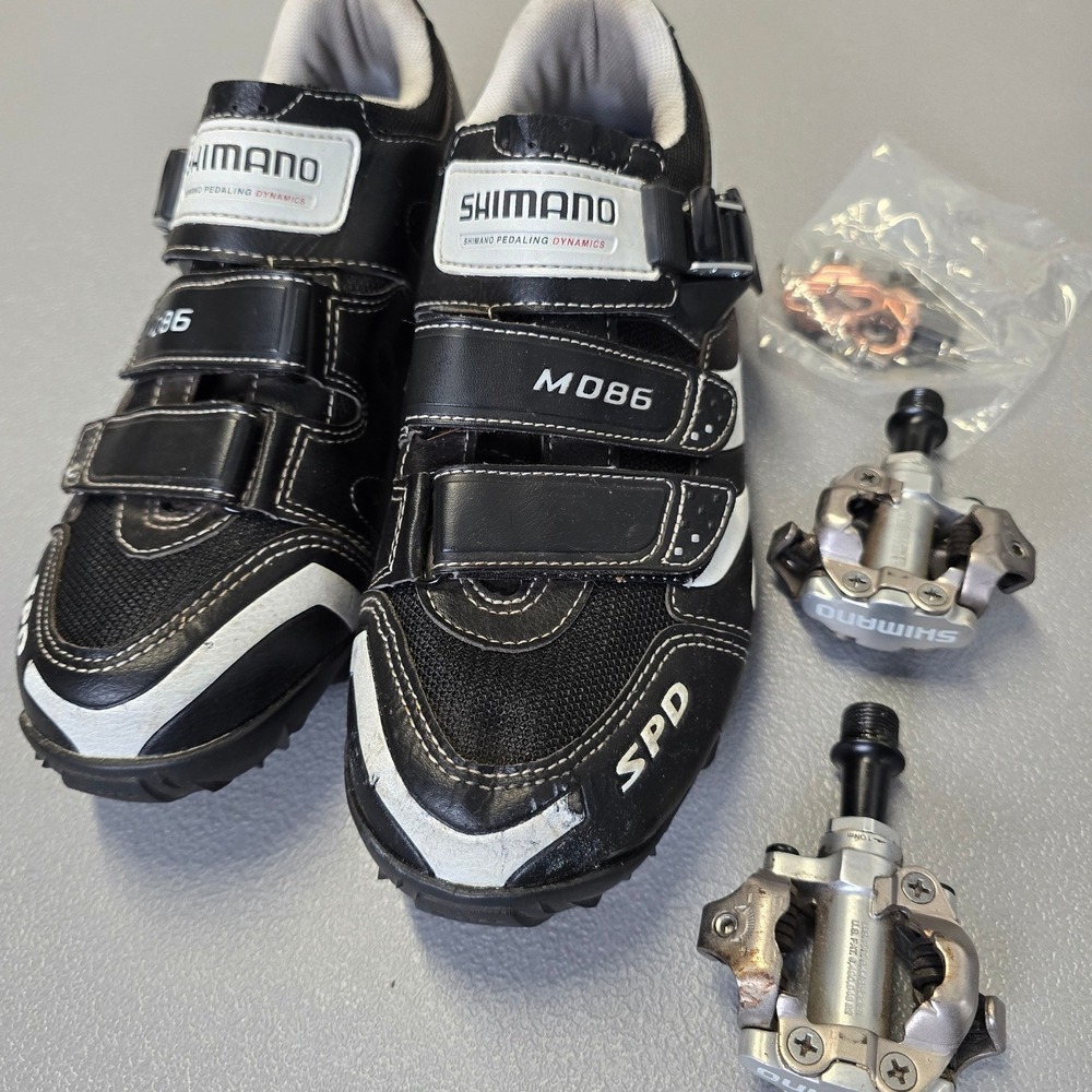 Shimano SPD Cycling Shoes Size 42 + Shimano Clipless Pedals Bundle MTB Road - Picture 2 of 10